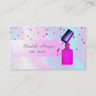Elegant Modern,Holographic,Confetti,Nail Polish Business Card