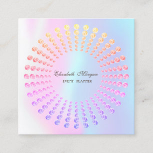 Elegant Modern Holographic Diamonds Square Business Card