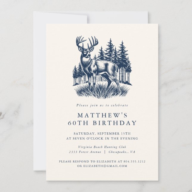 Elegant Modern Hunter Birthday Party  Invitation (Front)