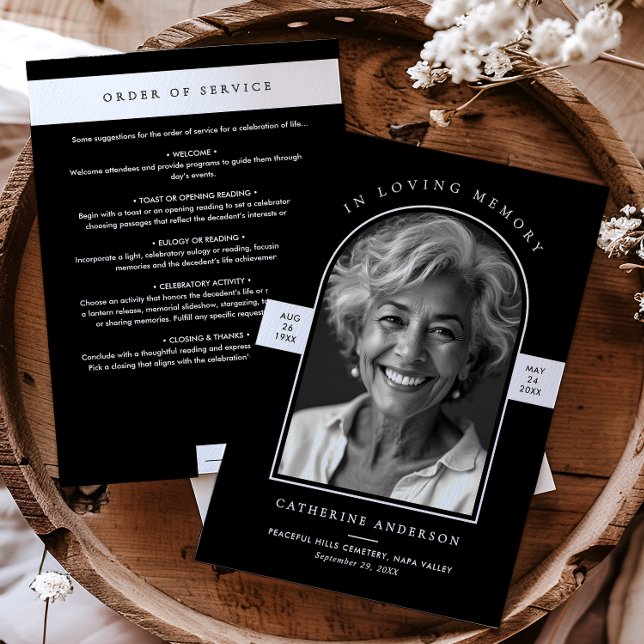 Elegant Modern In Loving Memory Arch Photo Funeral Programme (Creator Uploaded)