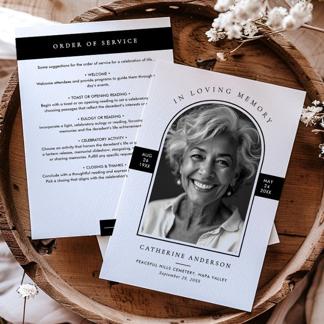 Elegant Modern In Loving Memory Arch Photo Funeral Programme (Creator Uploaded)