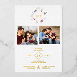 Elegant Modern Initials Floral Diamond 2 Photos
