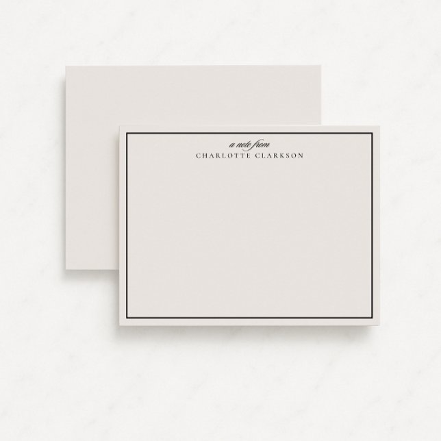 Elegant Modern Ivory and Black Border  Note Card (Creator Uploaded)