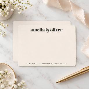 Elegant Modern Ivory Bold Name Address Custom Card