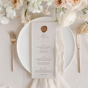 Elegant Modern Ivory Calligraphy Wedding Menu Invitation