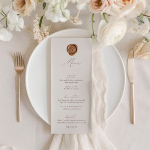 Elegant Modern Ivory Calligraphy Wedding Menu Invitation