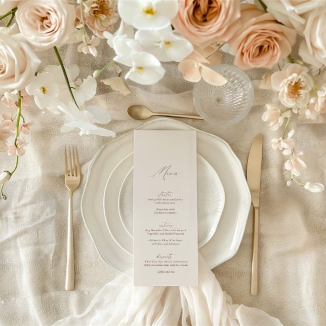 Elegant Modern Ivory Calligraphy Wedding Menu Invitation (Elegant Modern Ivory Calligraphy Wedding Menu )