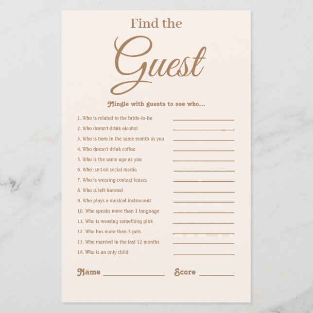 Elegant Modern Ivory Off-White Bridal Shower Game (Back)
