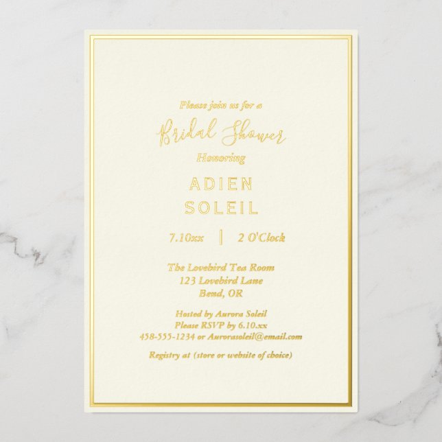 Elegant Modern Ivory Wedding Bridal Shower Gold (Front)