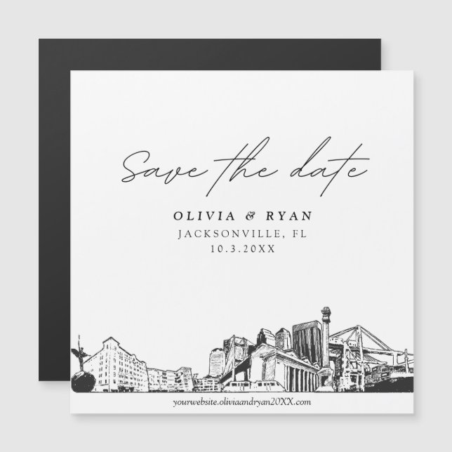 Elegant Modern Jacksonville Save the Date Magnet (Front/Back)