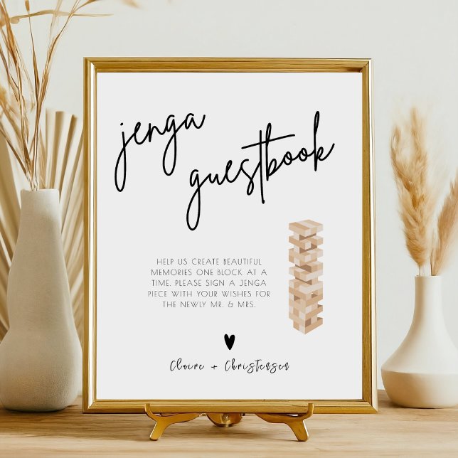 Elegant Modern Jenga Guest Book Wedding Sign (Creator Uploaded)