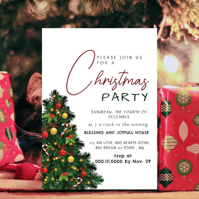 Elegant Modern Joy Christmas Party Invitation (Creator Uploaded)