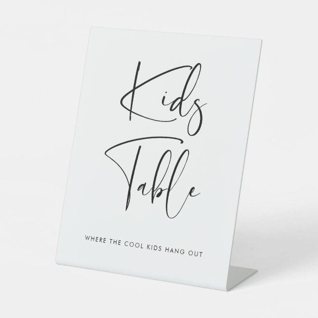 Elegant & Modern Kids table wedding Pedestal Sign (Front)
