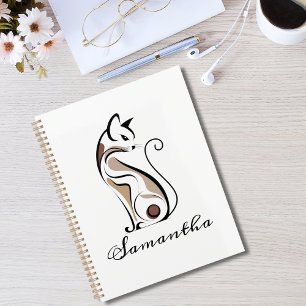 Elegant Modern Kitty Cat,Cat Mum, Abstract Custom Planner