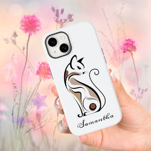 Elegant Modern Kitty, Cat Mum, Cute Personalised Case-Mate iPhone 14 Case