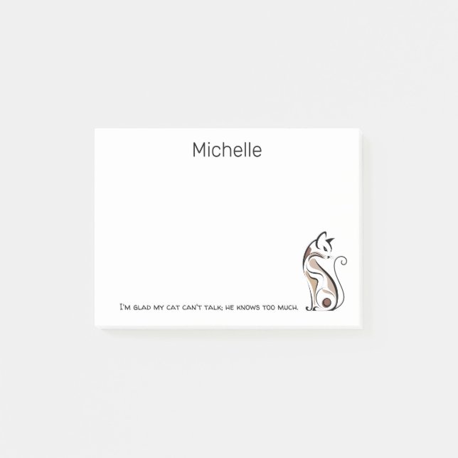 Elegant Modern Kitty,Cat Mum, Funny Personalised Post-it Notes (Front)