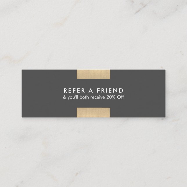 Elegant Modern KraftPrinted Gold Accent Chic Refer Mini Business Card (Front)
