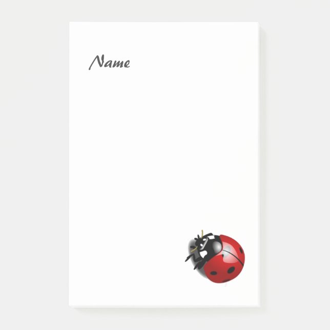 Elegant modern ladybug personalised post-it notes (Front)