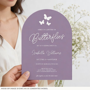 Elegant Modern Lavender Butterfly Bridal Shower Invitation