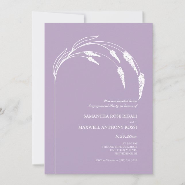 Elegant Modern Lavender Engagement Party Invitation (Front)