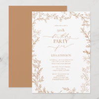 Elegant Modern Leaf Terracotta 50th Birthday