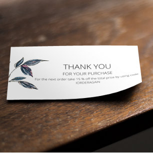 Elegant Modern Leafy Logo Thank you Business Card