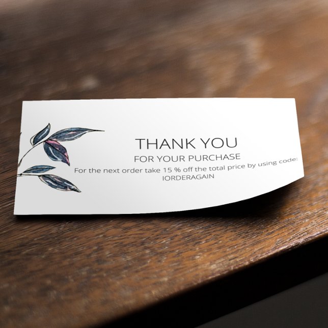 Elegant Modern Leafy Logo Thank you Business Card (Creator Uploaded)