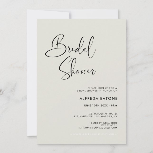 Elegant & modern Light Sage green Bridal shower Invitation (Front)