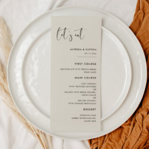 Elegant modern Light Sage green Let's eat wedding Menu
