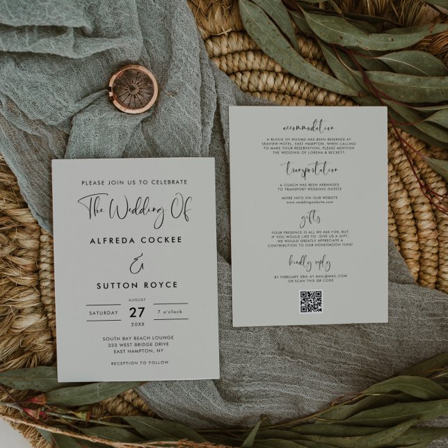 Elegant & Modern Light Sage Green wedding Invitation (Creator Uploaded)