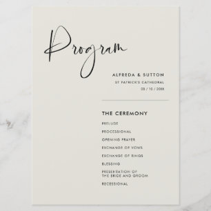 Elegant & modern Light Sage green wedding Programme