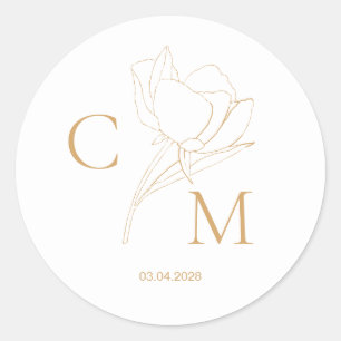Elegant modern linear classic round sticker
