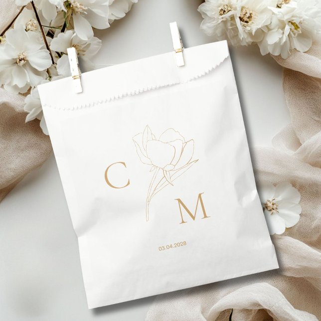 Elegant,  modern linear, monogram, favour bags (Elegant, modern linear, monogram, Favor Bag)