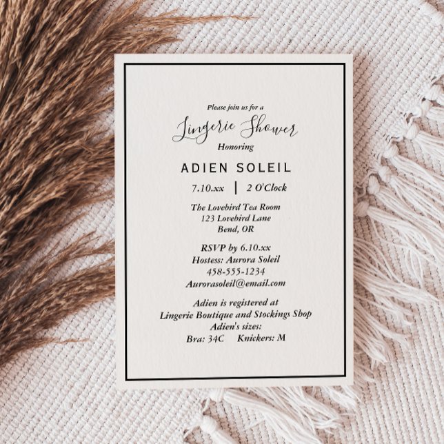 Elegant Modern Lingerie Shower Invitation (Creator Uploaded)