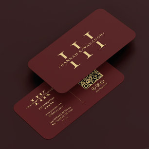 Elegant Modern Logo H Monogram Dark Red Maroon Business Card