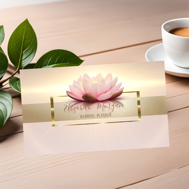 Elegant Modern Lotus Shiny Gold Frame Business Card (Creator Uploaded)