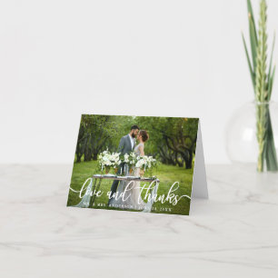 Elegant Modern Love and Thanks   Wedding Note Thank You Card