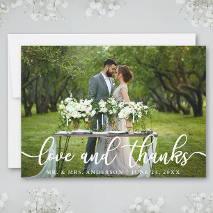 Elegant Modern Love and Thanks Wedding Photo Thank You Card