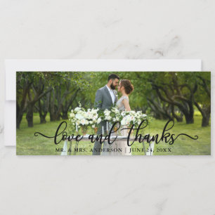 Elegant Modern Love and Thanks Wedding Thank You Invitation