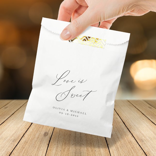 Elegant modern love is sweet script wedding favour bags (Elegant modern love is sweet script wedding favor bag)