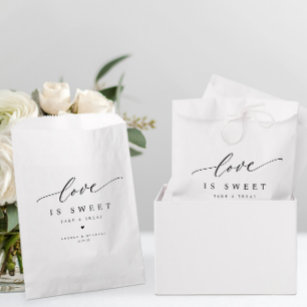 Elegant Modern Love is Sweet Wedding Desserts Sign Favour Bags
