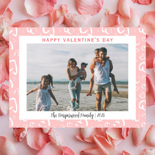 Elegant Modern Love Valentines Day Family 1 Photo Holiday Card