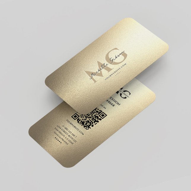 Elegant Modern Luxury Faux Gold  Professional Business Card (Elegant Modern Luxury Gold Monogram Professional Business Card
)