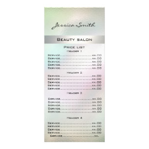 Elegant modern luxury pearl holographic menu card