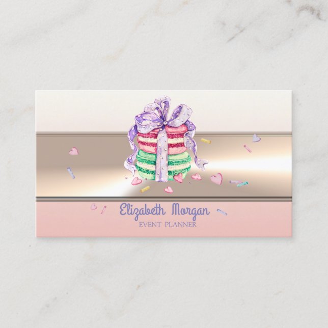 Elegant Modern Luxury Professional French Macarons Business Card (Front)