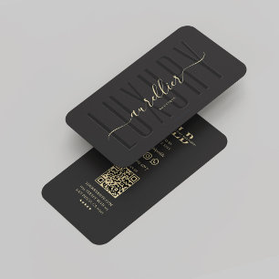Elegant Modern Luxury Script Monogram Black Business Card