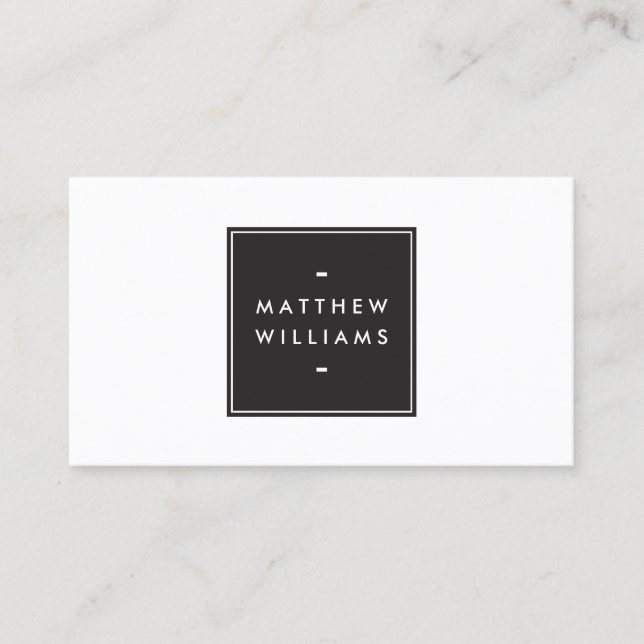 Elegant Modern Luxury Simple Black Box Name Logo Business Card (Front)