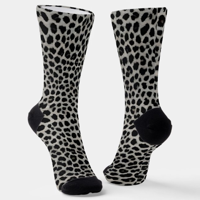Elegant Modern Luxury White Leopard Collection Socks (Angled)