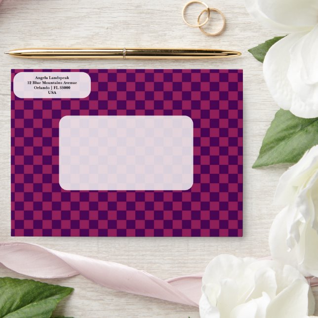 Elegant, Modern Magenta & Purple Chequered   Envelope (Wedding)