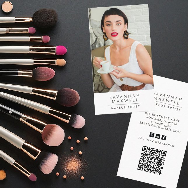Elegant Modern Makeup Artist Professional Photo  Business Card (Creator Uploaded)